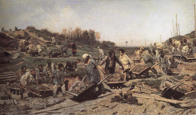 Repairing the railway, Konstantin Savitsky